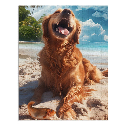 Happy Golden Retriever at the Beach  Jigsaw Puzzle (30, 110, 252, 500,1000-Piece)