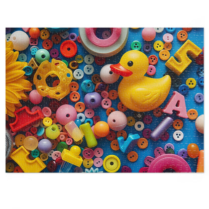 Buttons and Rubber Duckie Jigsaw Puzzle (30, 110, 252, 500,1000-Piece)