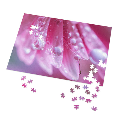 Pink Petals with Dew Drops  Jigsaw Puzzle (30, 110, 252, 500,1000-Piece)