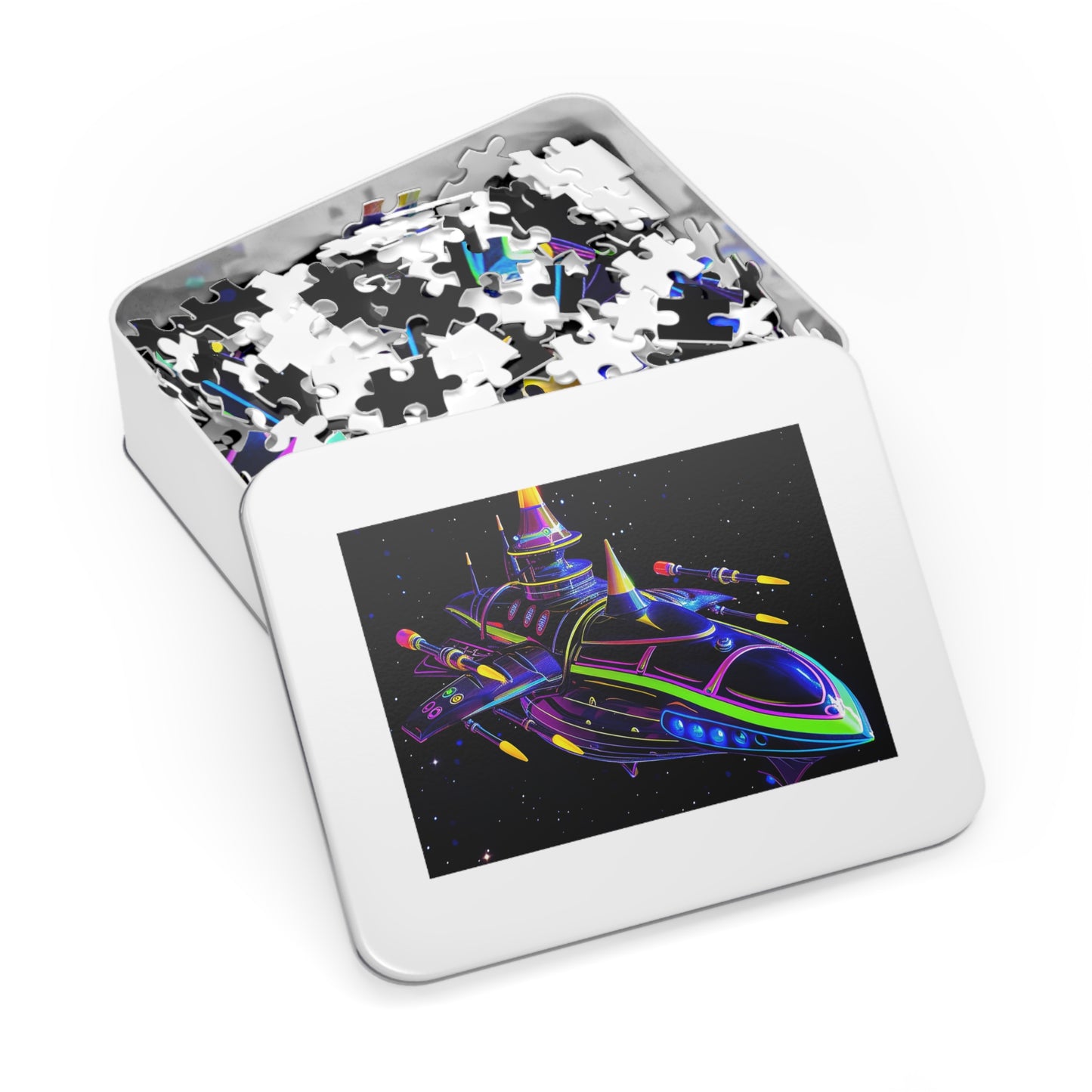 Neon Spaceship Jigsaw Puzzle (30, 110, 252, 500,1000-Piece)