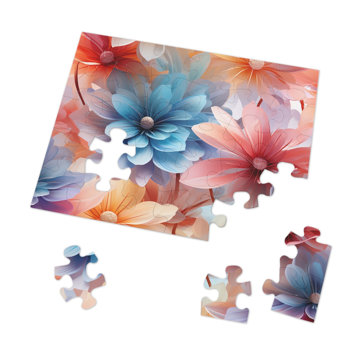 Pretty Pastel Flowers Jigsaw Puzzle (30, 110, 252, 500,1000-Piece)