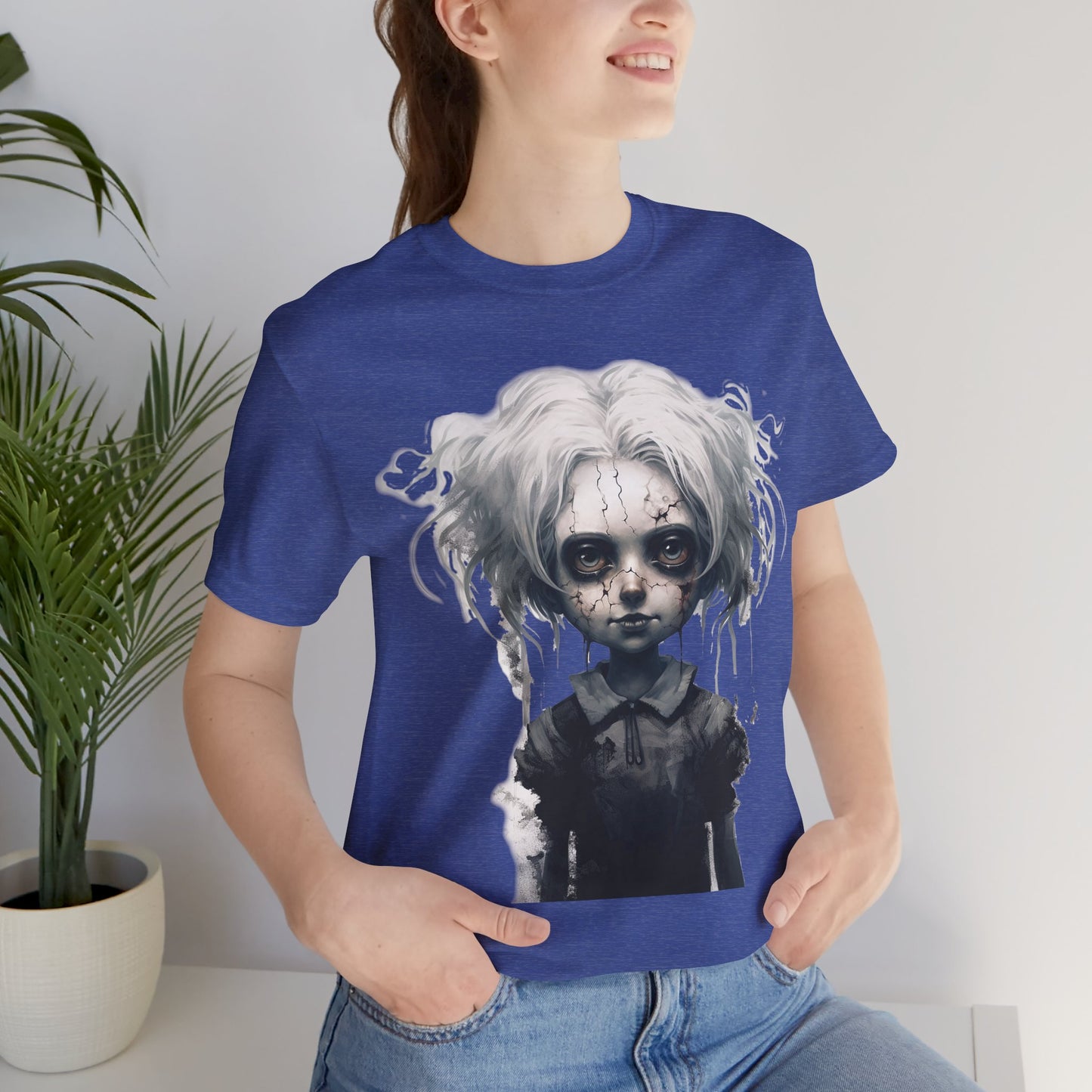 Creepy Doll Halloween Unisex Jersey Short Sleeve Tee