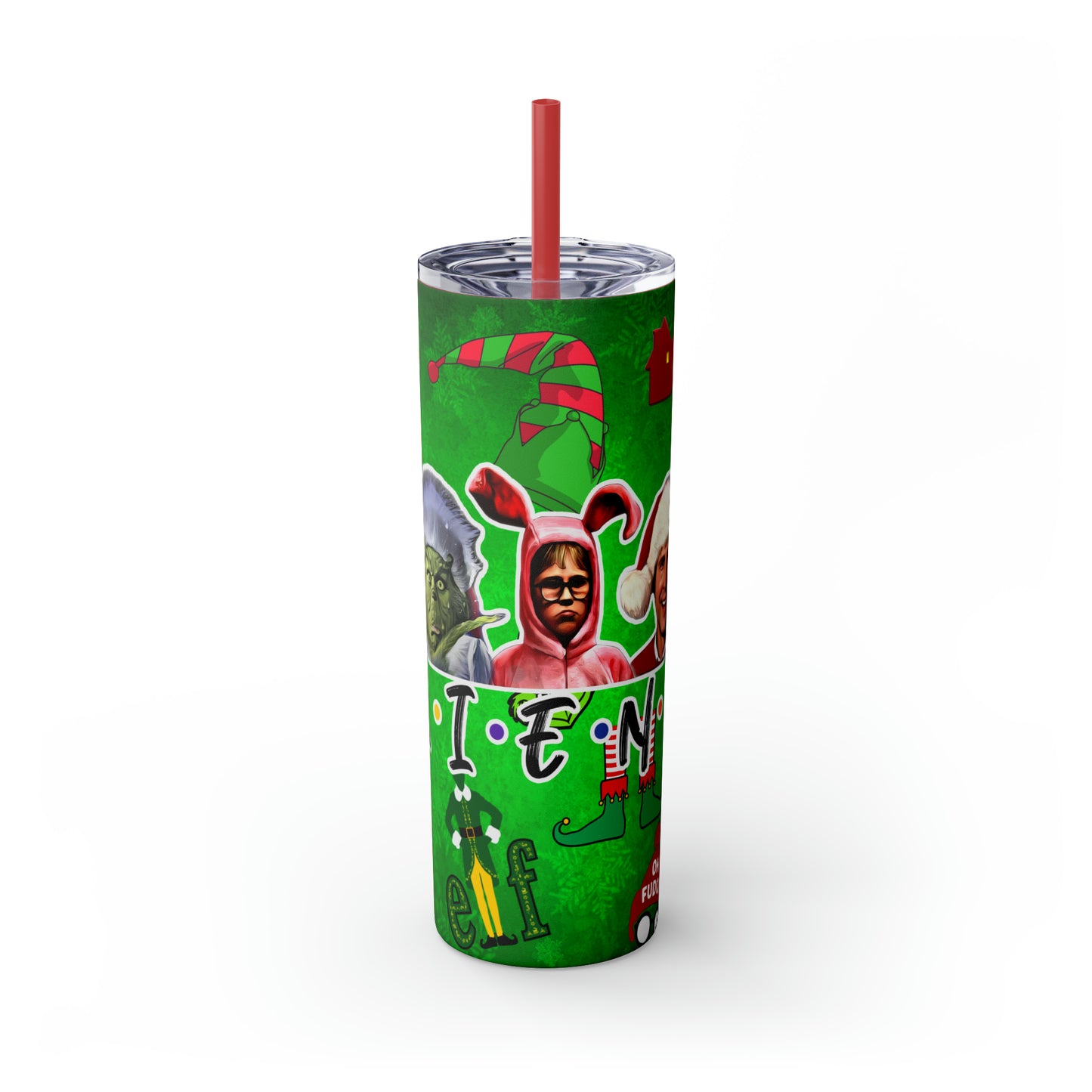 Christmas Friends  Skinny Tumbler with Straw, 20oz