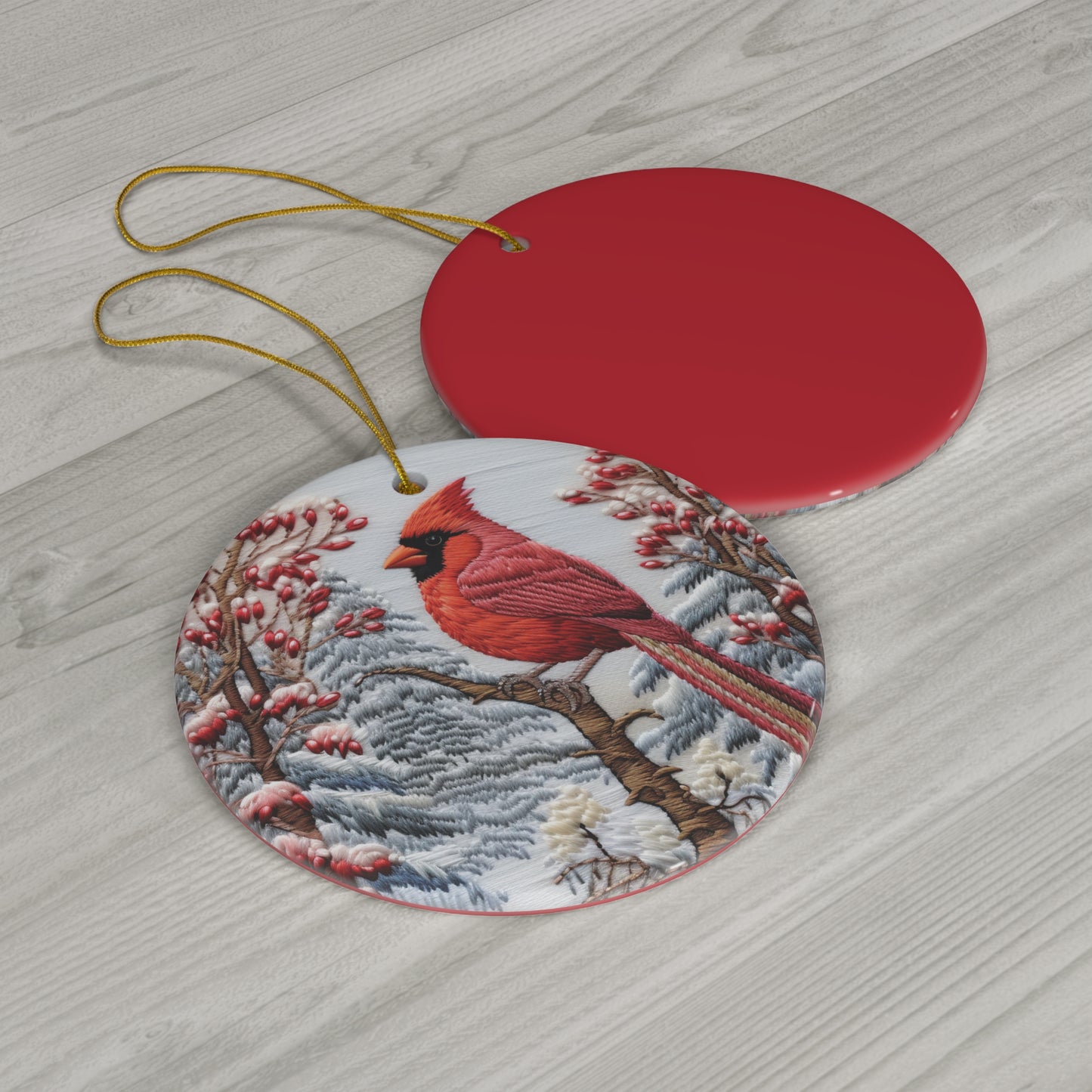 Christmas Cardinal Ceramic Ornament