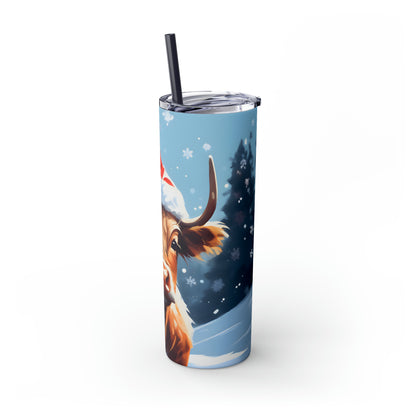 Christmas Cow  Skinny Tumbler with Straw, 20oz