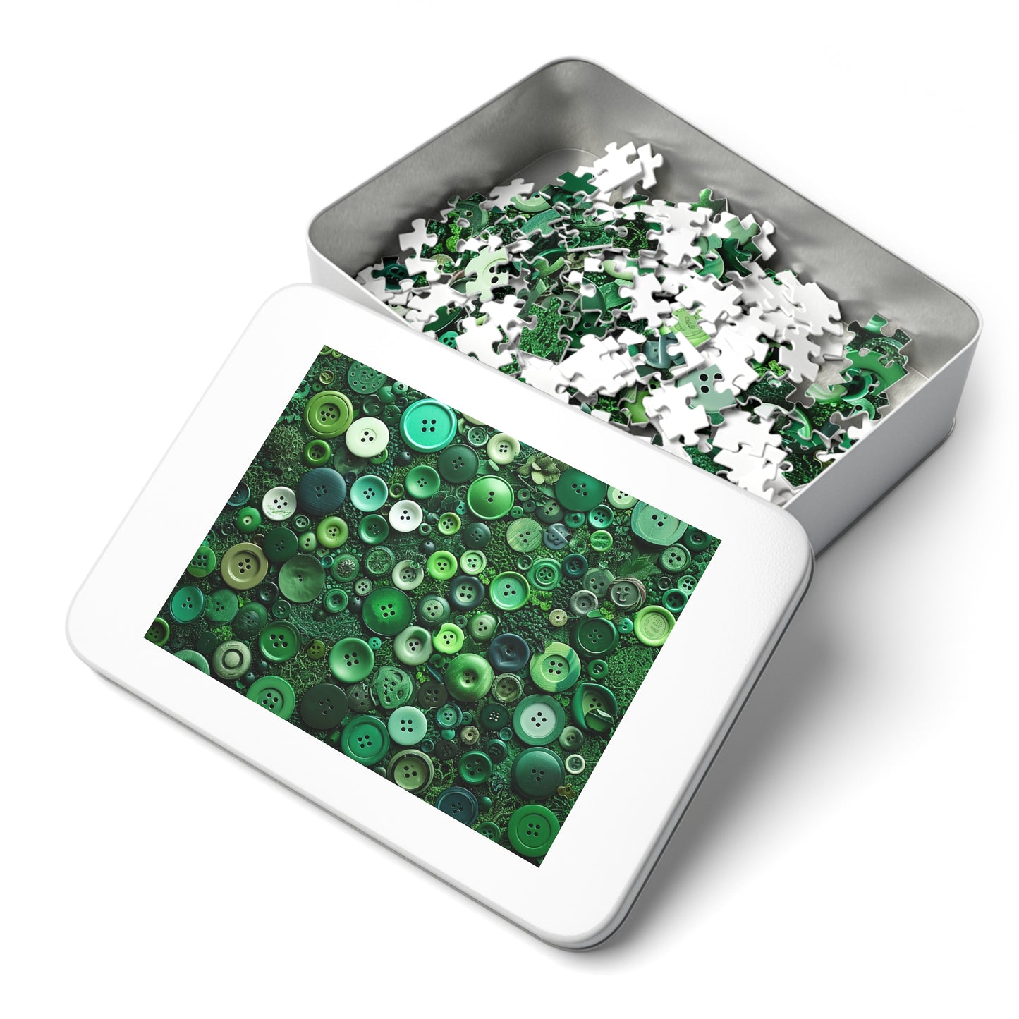 Green Buttons Laying in the Grass Jigsaw Puzzle (30, 110, 252, 500,1000-Piece)