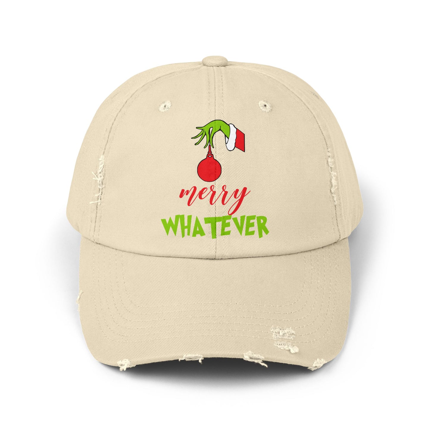 Merry Whatever Distressed Cap - Unisex Holiday Hat