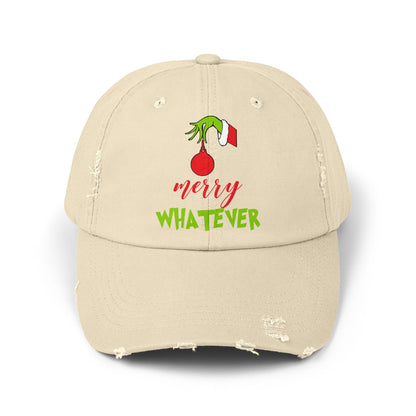 Merry Whatever Distressed Cap - Unisex Holiday Hat