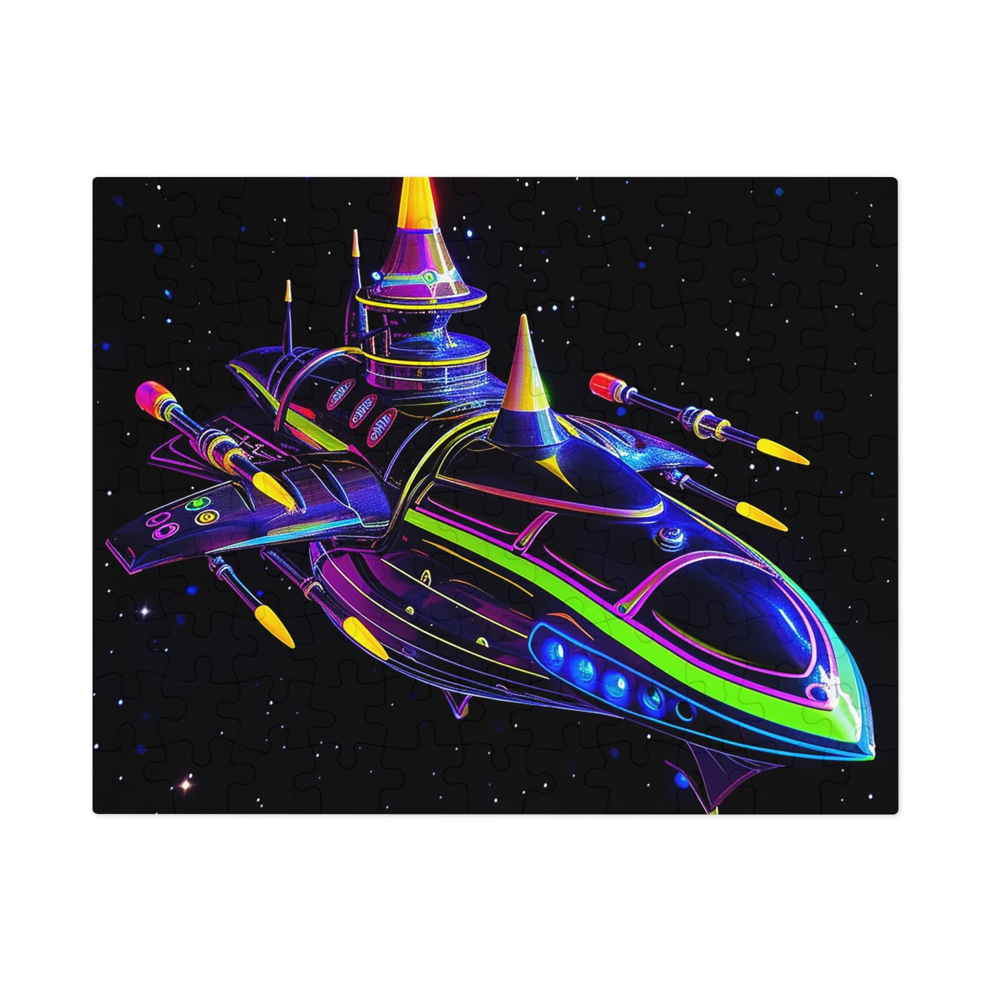 Neon Spaceship Jigsaw Puzzle (30, 110, 252, 500,1000-Piece)