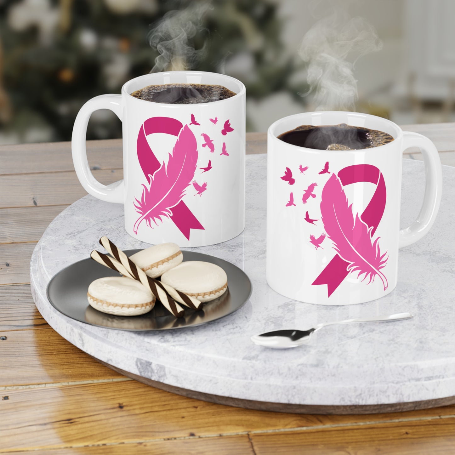 Breast Cancer Awareness Motivational Pink Ribbon Ceramic Mugs (11oz\15oz\20oz)