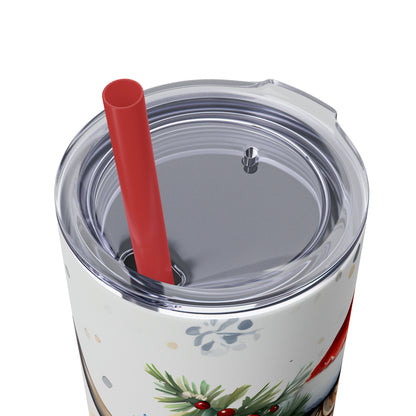 Christmas Cow  Skinny Tumbler with Straw, 20oz