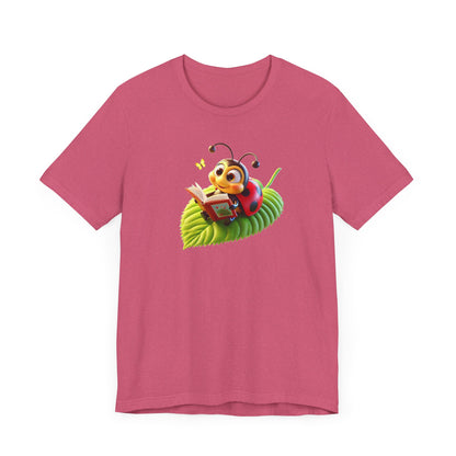 Reading Ladybug  Unisex Jersey Tee - Cute Insect Graphic Tee for Nature Lovers