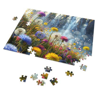 Wildflowers at the Waterfall  Jigsaw Puzzle (30, 110, 252, 500,1000-Piece)