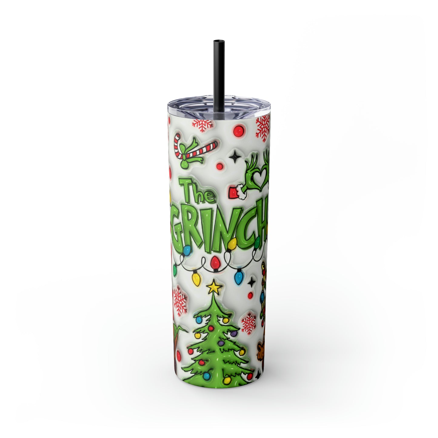 The Grinch Christmas Skinny Tumbler with Straw, 20oz