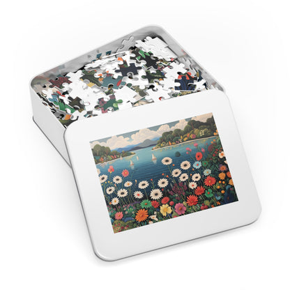 Colorful Flowers and Sailboats Jigsaw Puzzle (30, 110, 252, 500,1000-Piece)