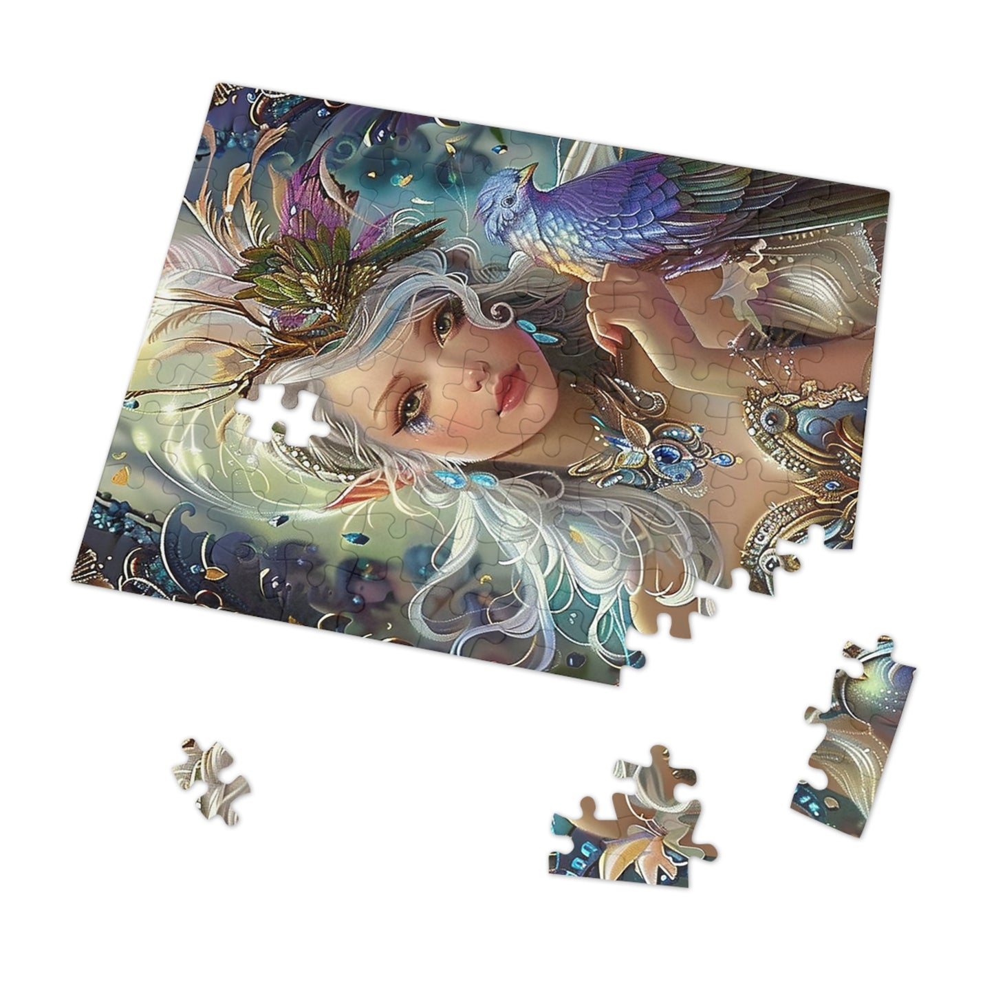 Mystical Fairy with Bird Jigsaw Puzzle (30, 110, 252, 500,1000-Piece)