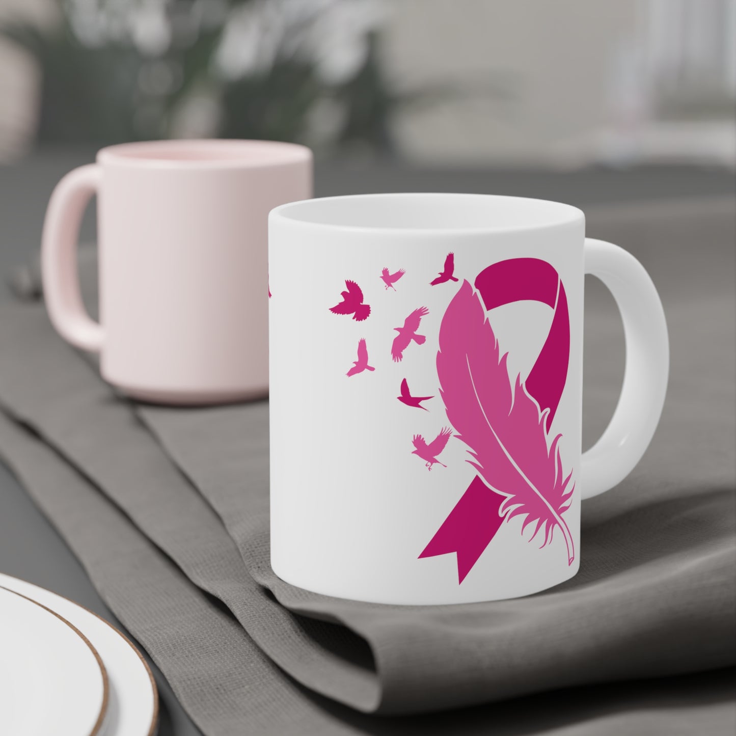 Breast Cancer Awareness Motivational Pink Ribbon Ceramic Mugs (11oz\15oz\20oz)