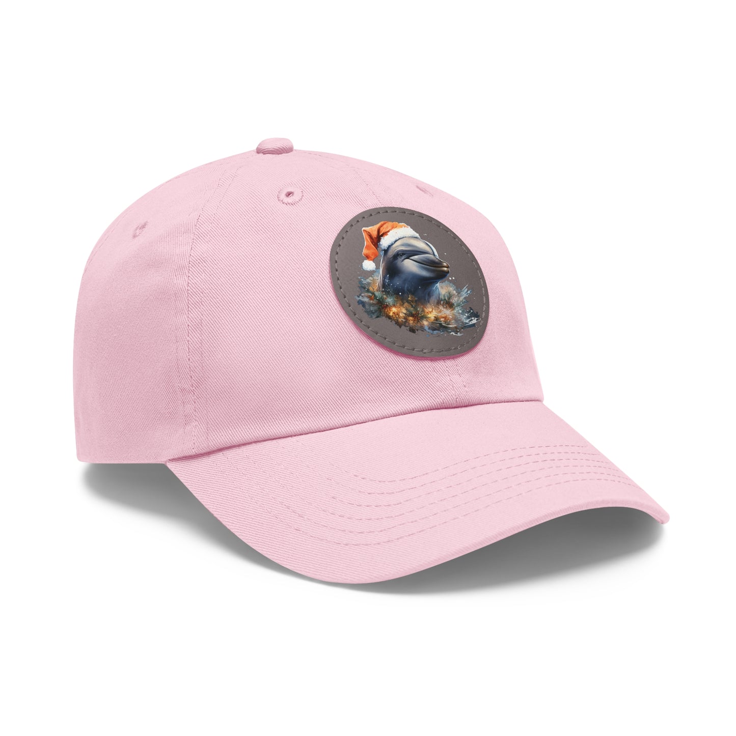 Malloy's Christmas Dolphin  Dad Hat with Leather Patch