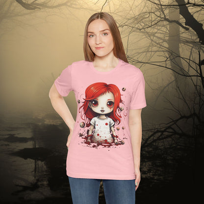 Pretty Creepy Doll Halloween Unisex Jersey Short Sleeve Tee