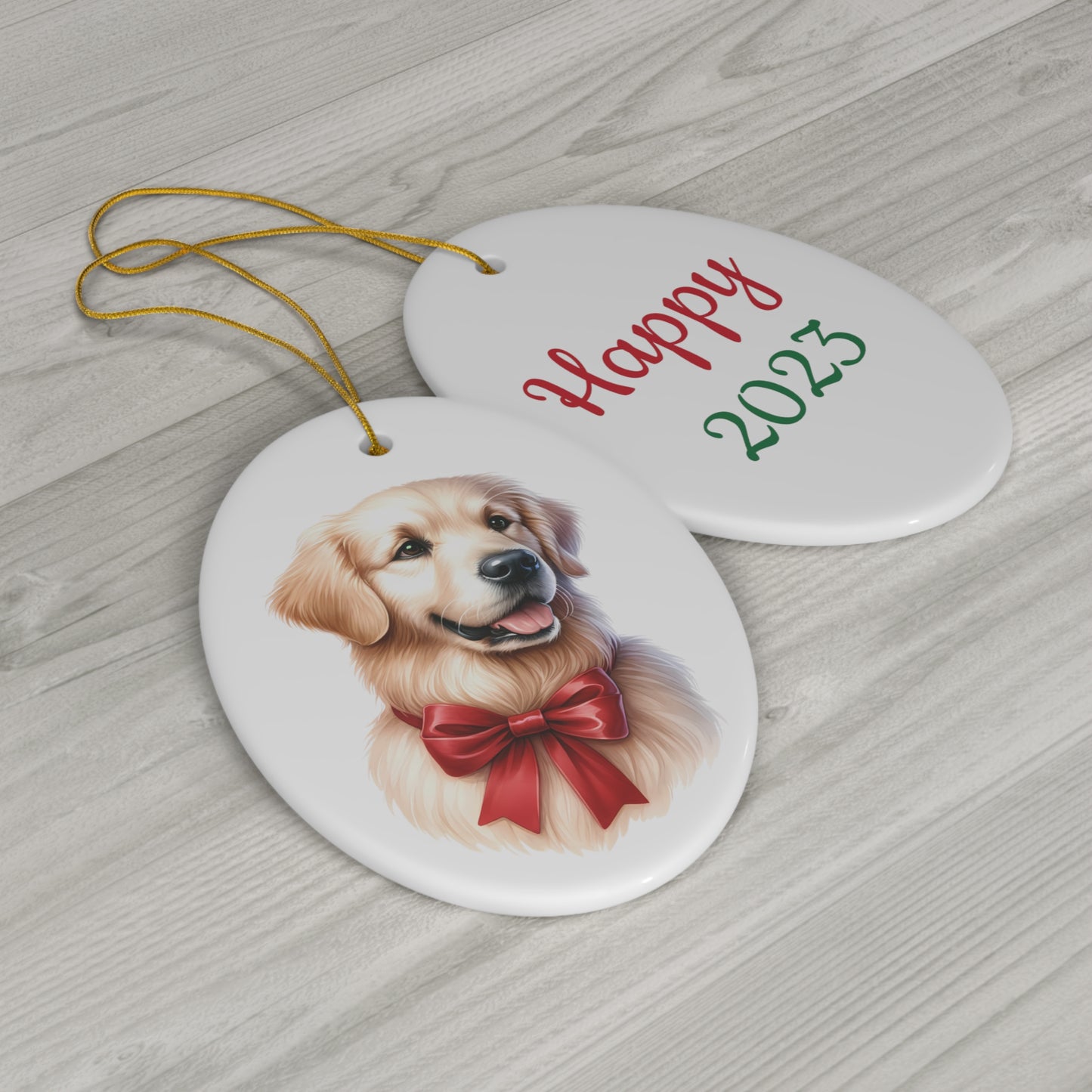 Golden Retriever Christmas Ceramic Ornament