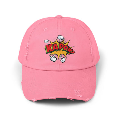 Unisex Distressed Cap - Comic Style 'KAPOW!' Graphic Hat for Bold Adventure Lovers