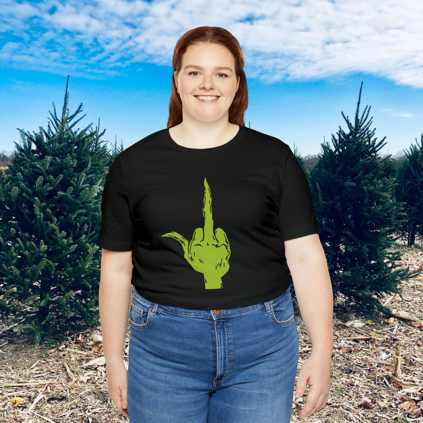 Grinch Middle Finger  Unisex Jersey Short Sleeve Tee