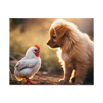 Baby Rooster and Puppy Jigsaw Puzzle (30, 110, 252, 500,1000-Piece)