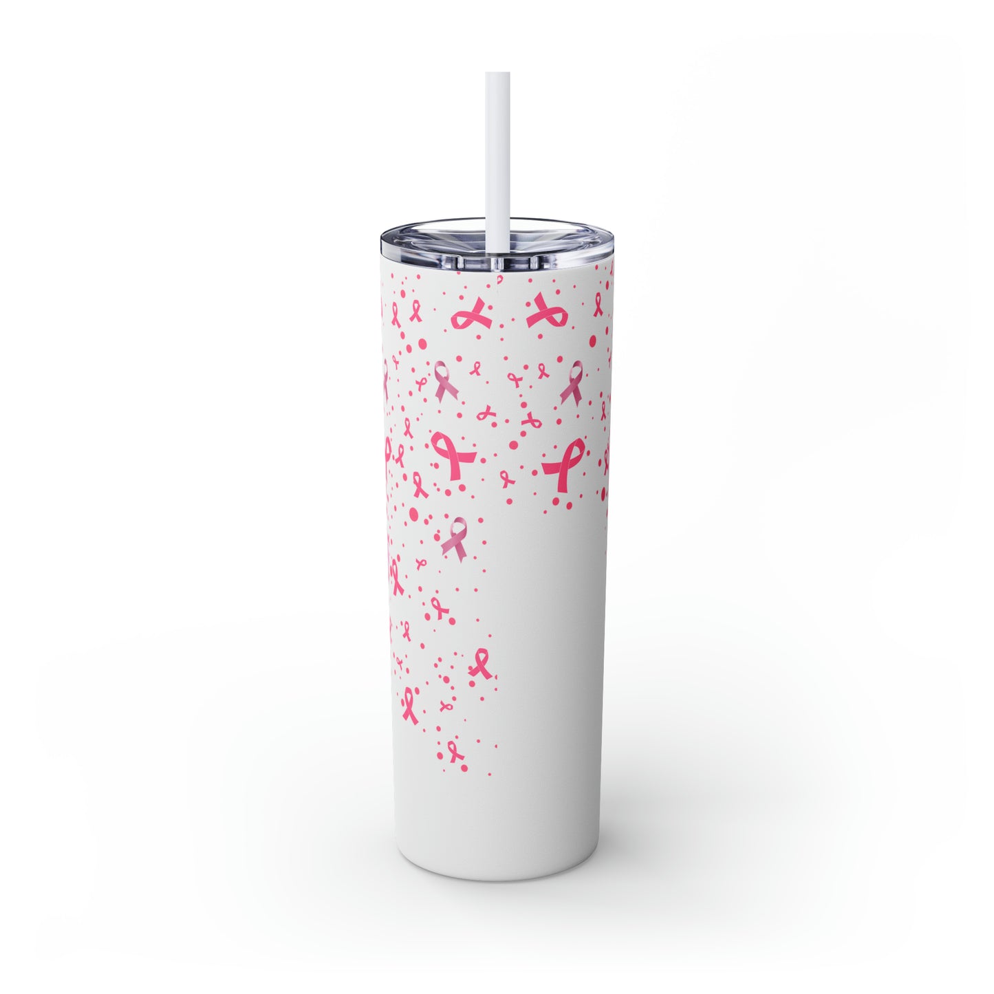 Faith Hope & Love Gnome Breast Cancer Awareness Skinny Tumbler with Straw, 20oz