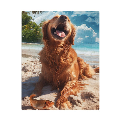 Happy Golden Retriever at the Beach  Jigsaw Puzzle (30, 110, 252, 500,1000-Piece)