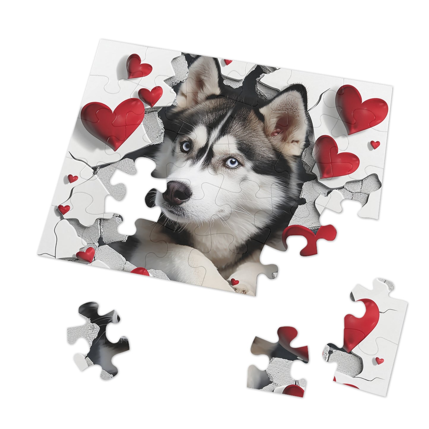 Valentine's Breakout Husky Jigsaw Puzzle (30, 110, 252, 500,1000-Piece)