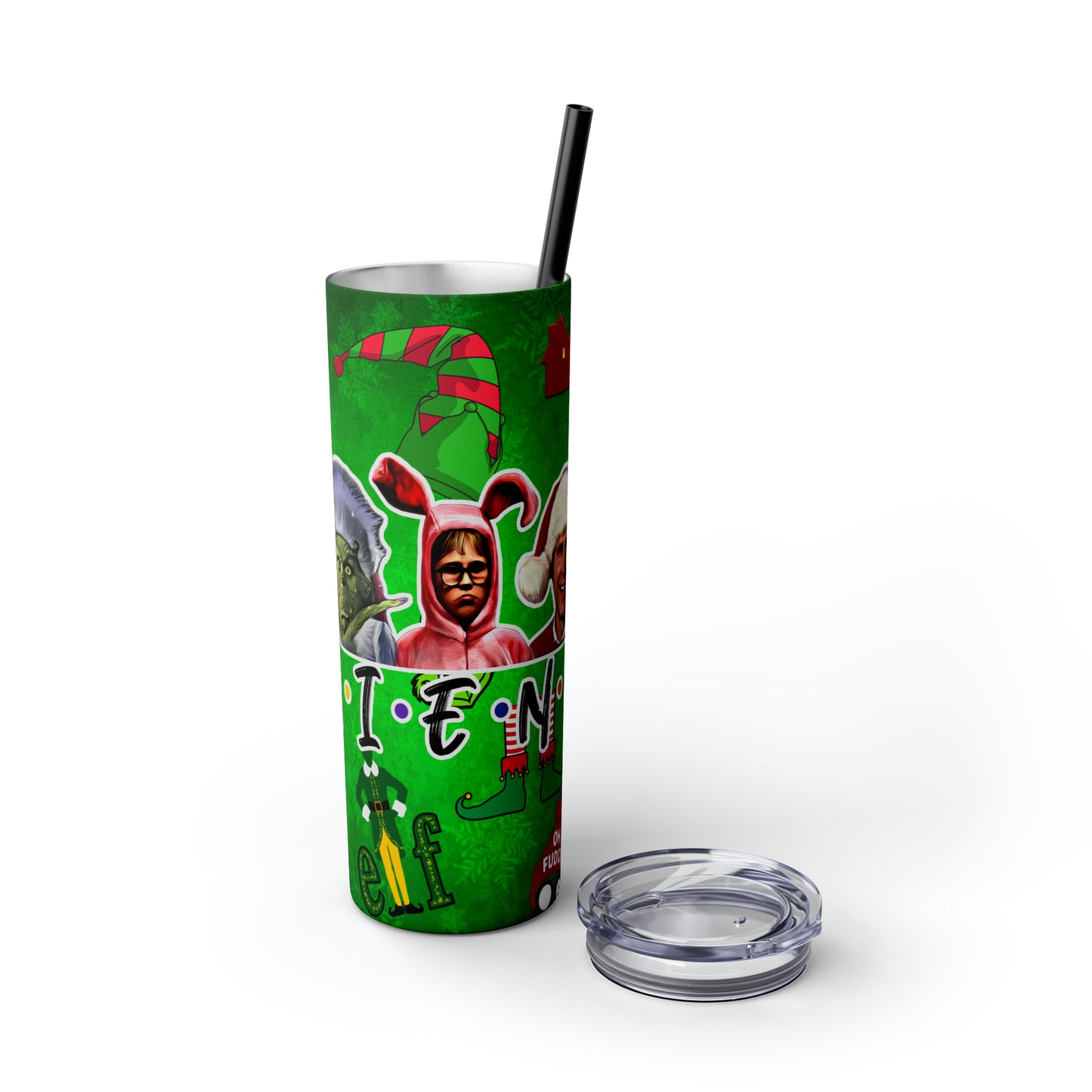 Christmas Friends  Skinny Tumbler with Straw, 20oz