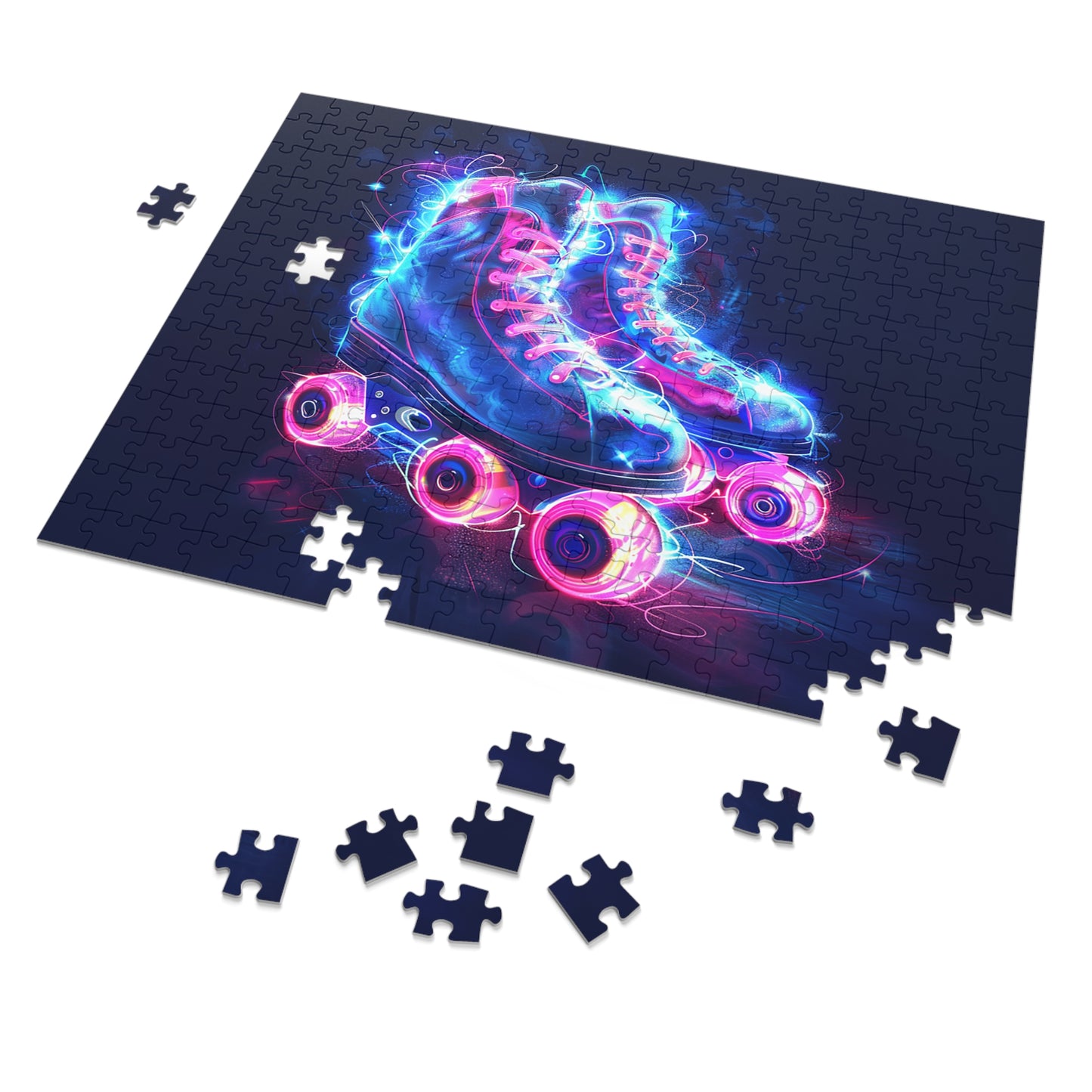 Pink and Blue Psychedelic Skates Jigsaw Puzzle (30, 110, 252, 500,1000-Piece)