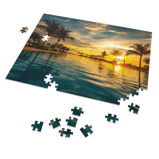 Sunset by the Pool  Jigsaw Puzzle (30, 110, 252, 500,1000-Piece)