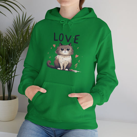 Kitty CAt Love  Unisex Heavy Blend™ Hooded Sweatshirt