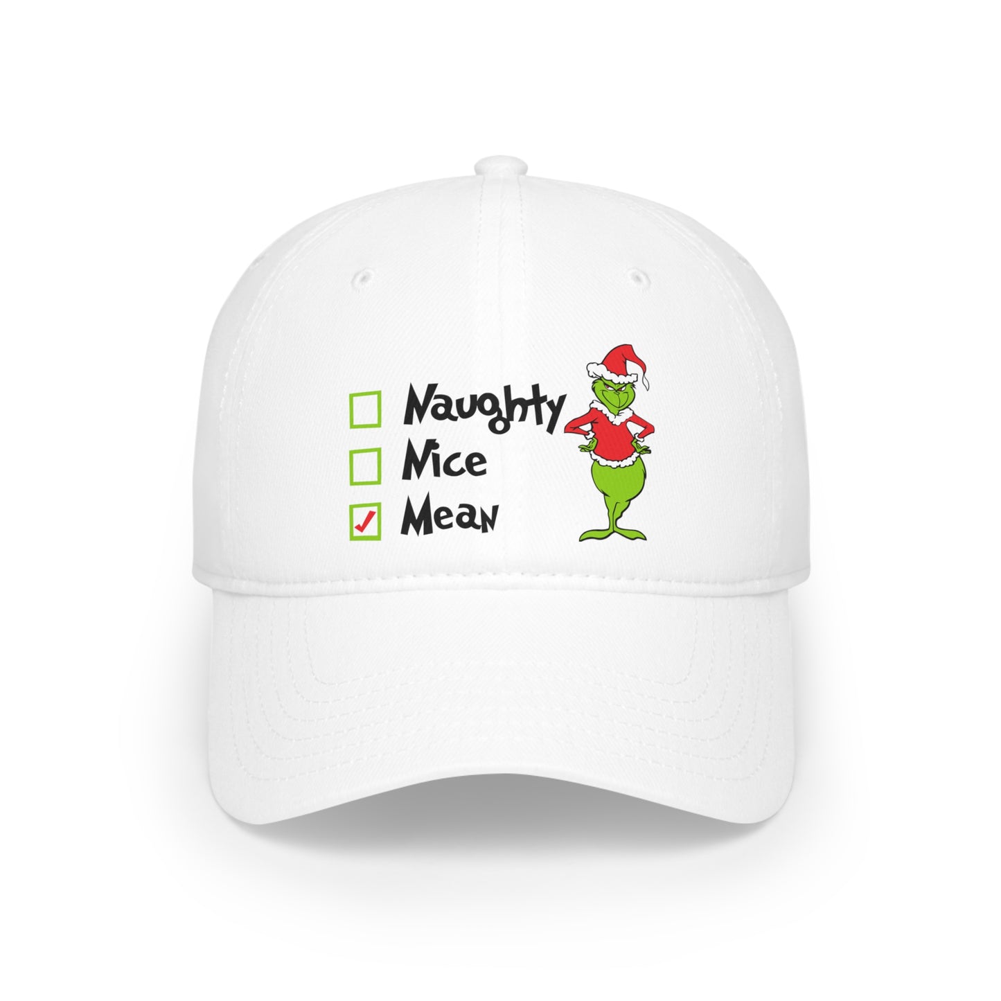 Naughty Nice Mean Grinch  Low Profile Baseball Cap