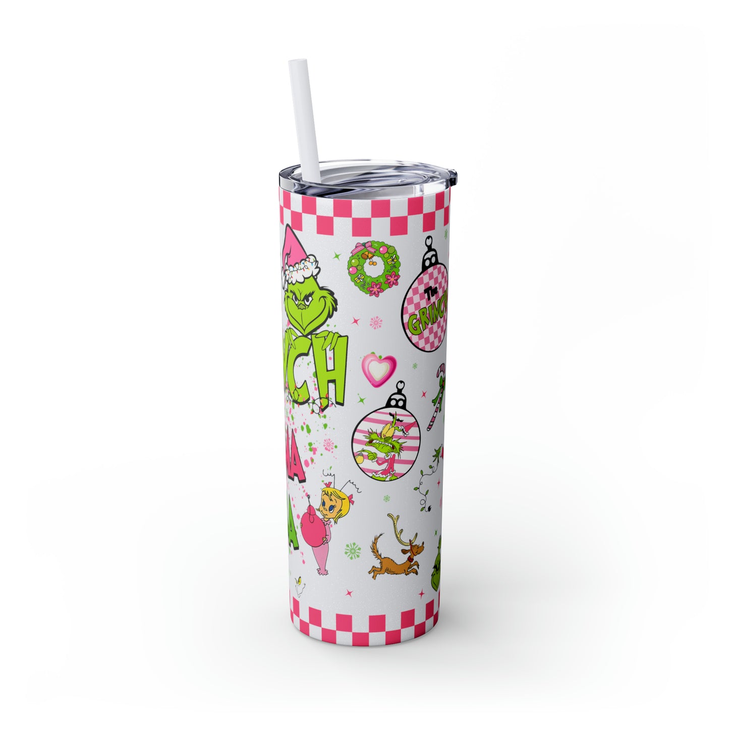 In My Grinch Mama Era  Skinny Tumbler with Straw, 20oz