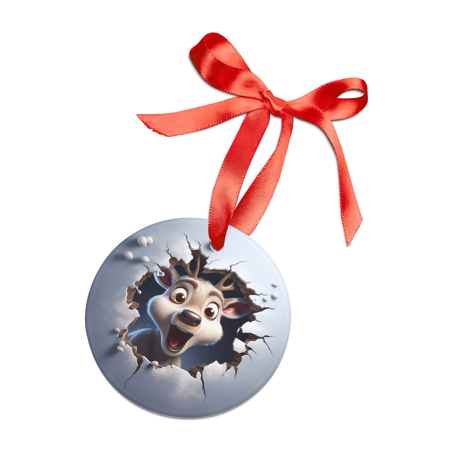 2023 Christmas Reindeer Acrylic Ornament with Ribbon