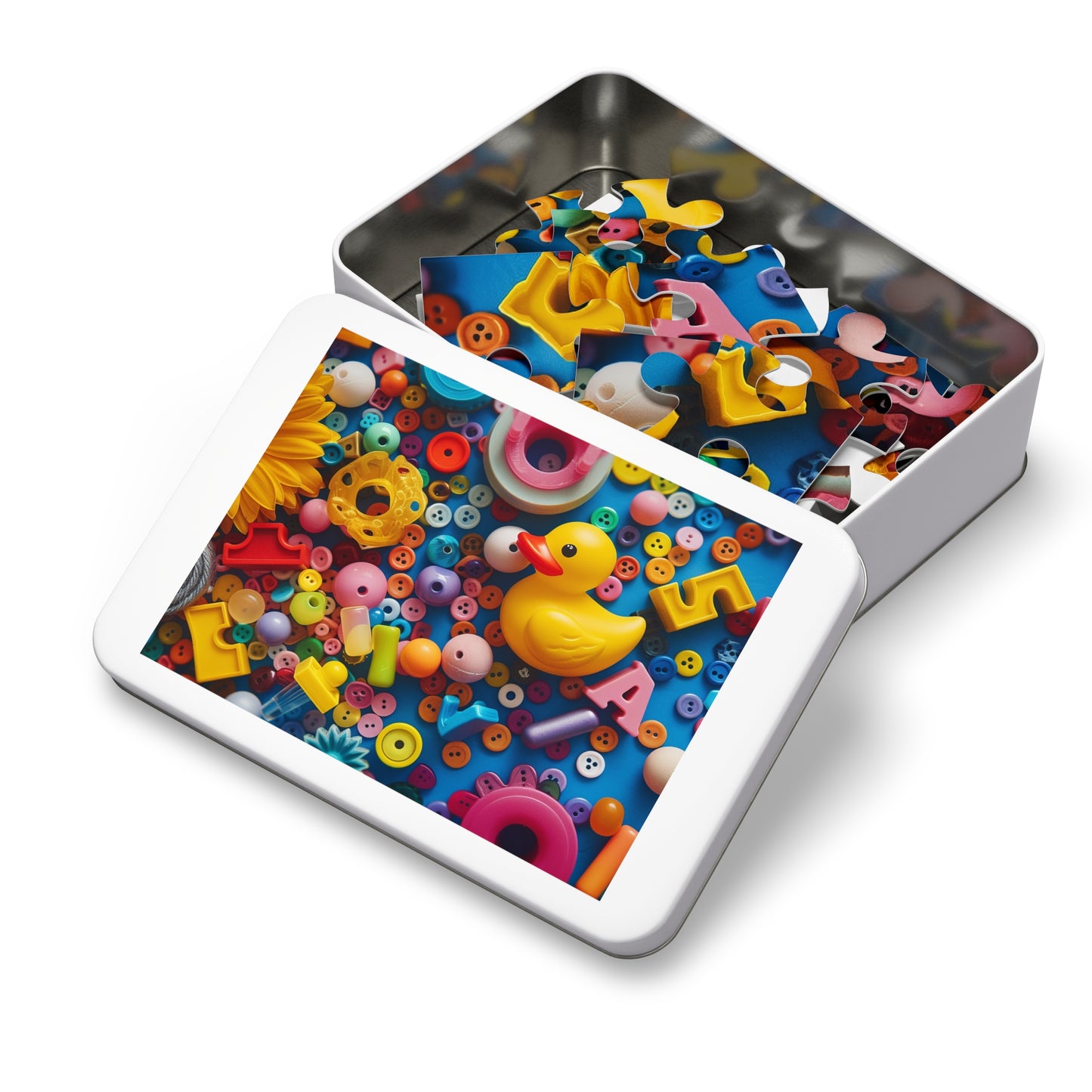 Buttons and Rubber Duckie Jigsaw Puzzle (30, 110, 252, 500,1000-Piece)