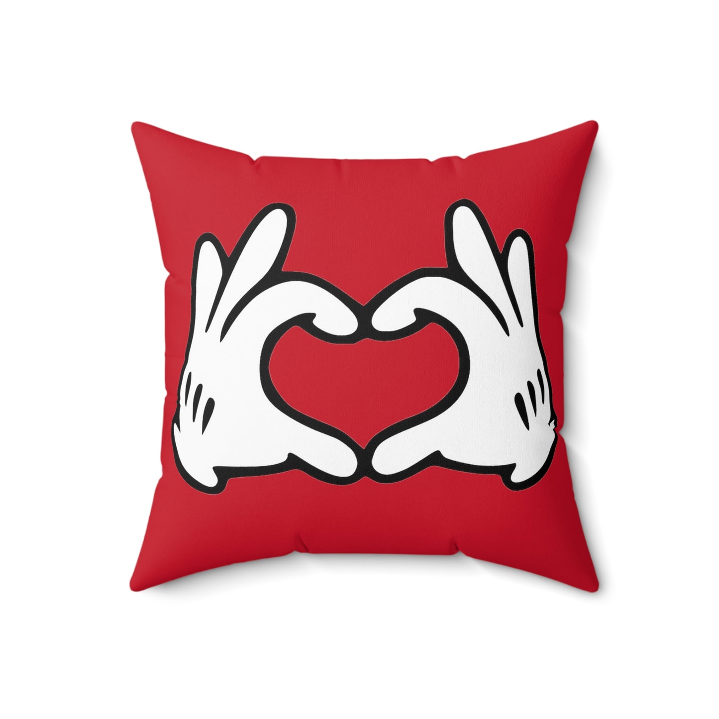 Mickey Mouse Heart Hands  Spun Polyester Square Pillow