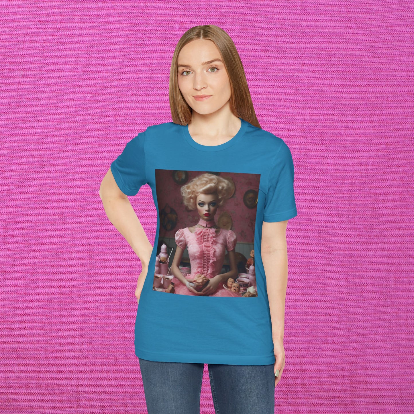 Creepy Barbie Doll Unisex Jersey Short Sleeve Tee