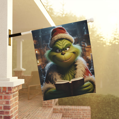 The Grinch Reading a Book  Garden & House Banner