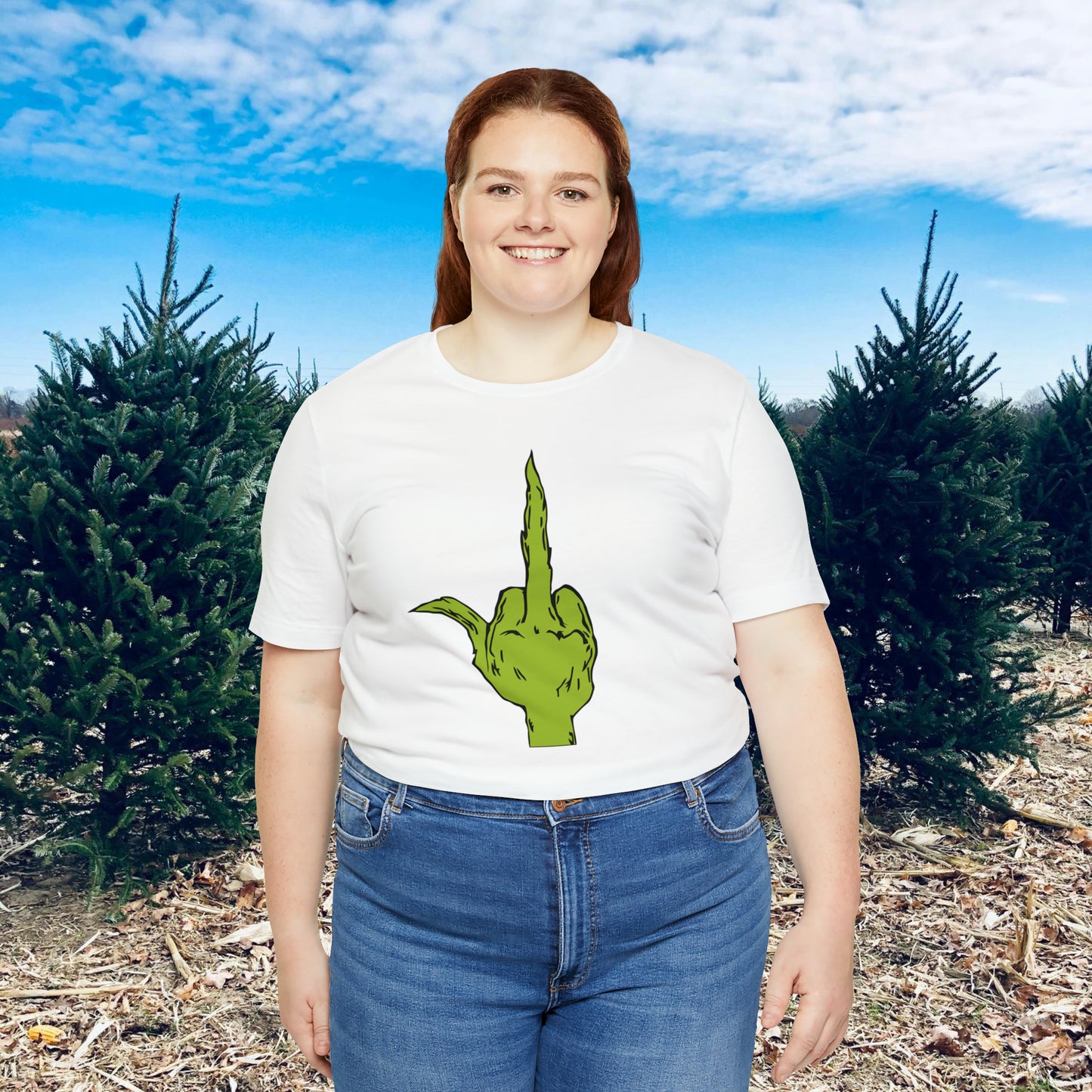 Grinch Middle Finger  Unisex Jersey Short Sleeve Tee