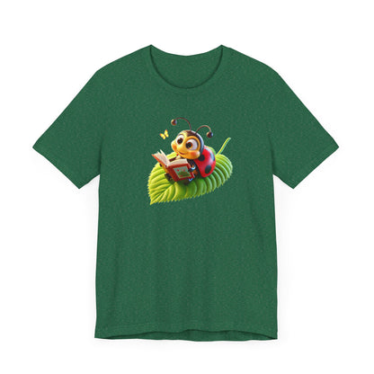 Reading Ladybug  Unisex Jersey Tee - Cute Insect Graphic Tee for Nature Lovers