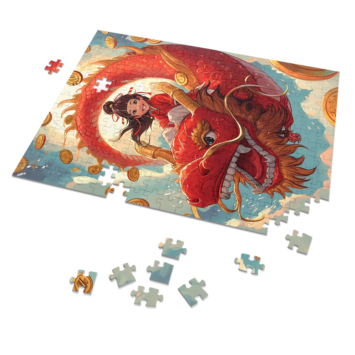 Riding the Red Chinese Dragon  Jigsaw Puzzle (30, 110, 252, 500,1000-Piece)