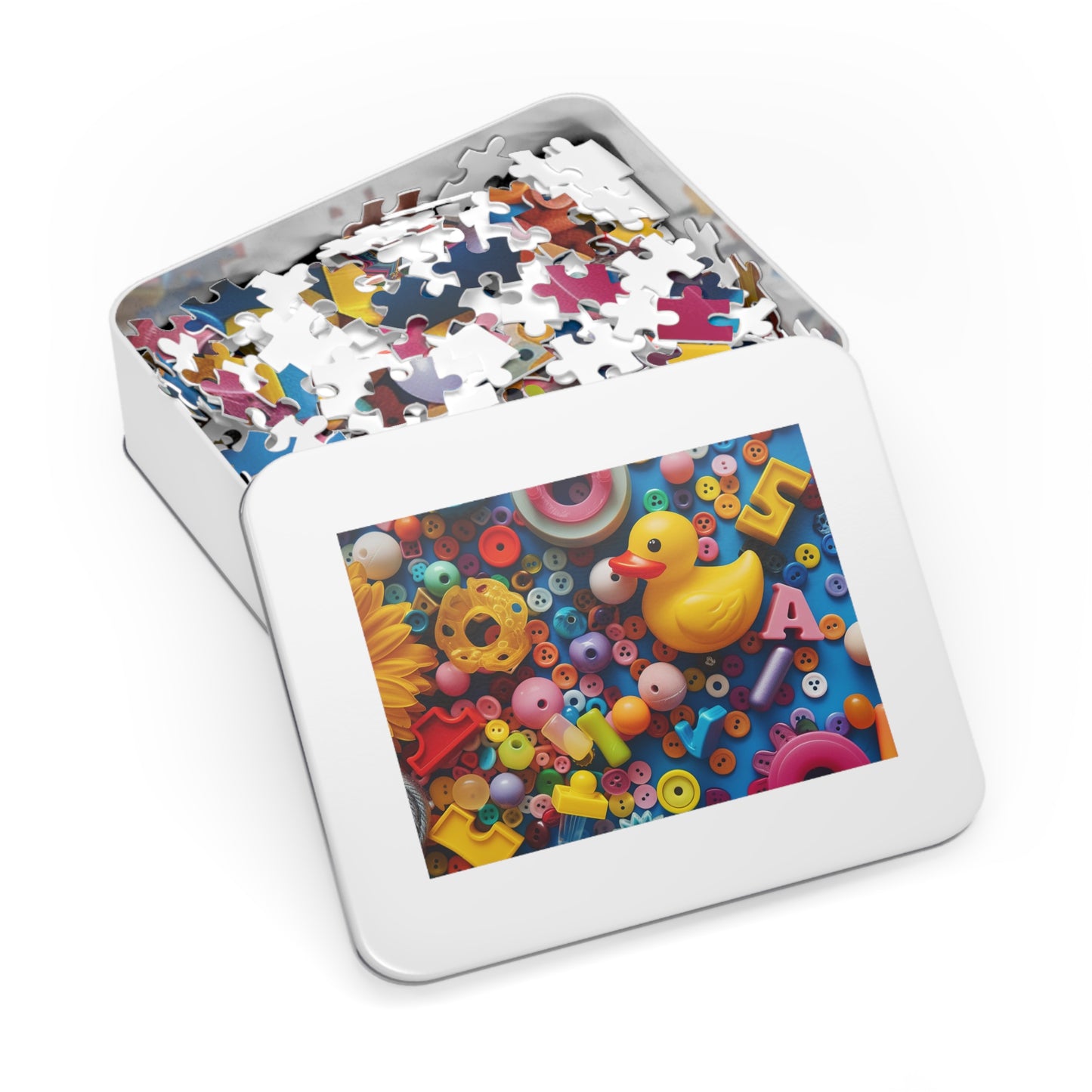 Buttons and Rubber Duckie Jigsaw Puzzle (30, 110, 252, 500,1000-Piece)