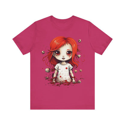 Pretty Creepy Doll Halloween Unisex Jersey Short Sleeve Tee