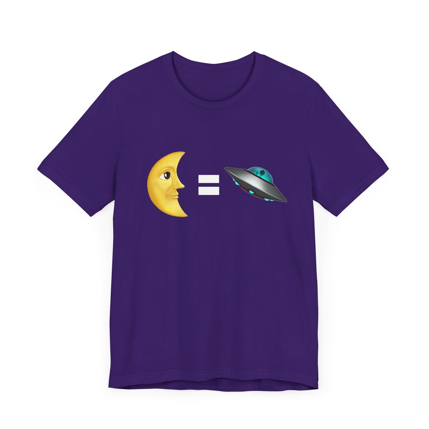 Moon = Alien Spaceship  Unisex Jersey Tee - Fun Alien & Sun Graphic