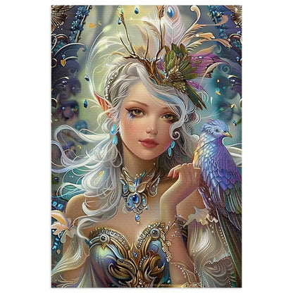 Mystical Fairy with Bird Jigsaw Puzzle (30, 110, 252, 500,1000-Piece)