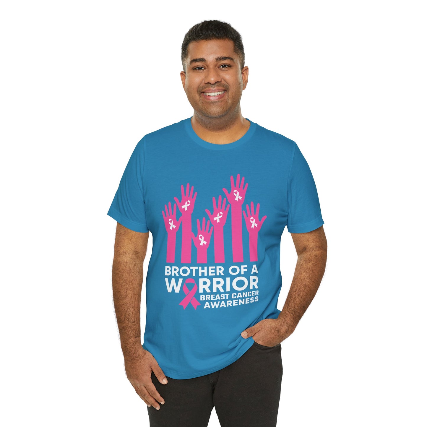 Brother of a Warrior Breast Cancer Awareness Jersey Short Sleeve Tee