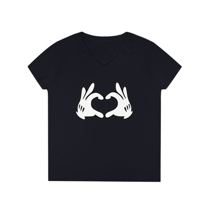 Mickey Mouse Heart Hands  Ladies' V-Neck T-Shirt